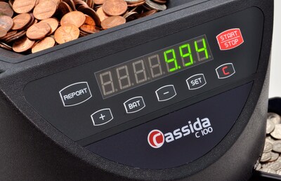 Cassida C100 Coin Sorter, 4 Compartments, Black (C100)