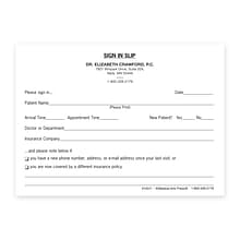 Custom Privacy Sign-In Slips, 5-1/2 x 4, 100 Sheets per Pad