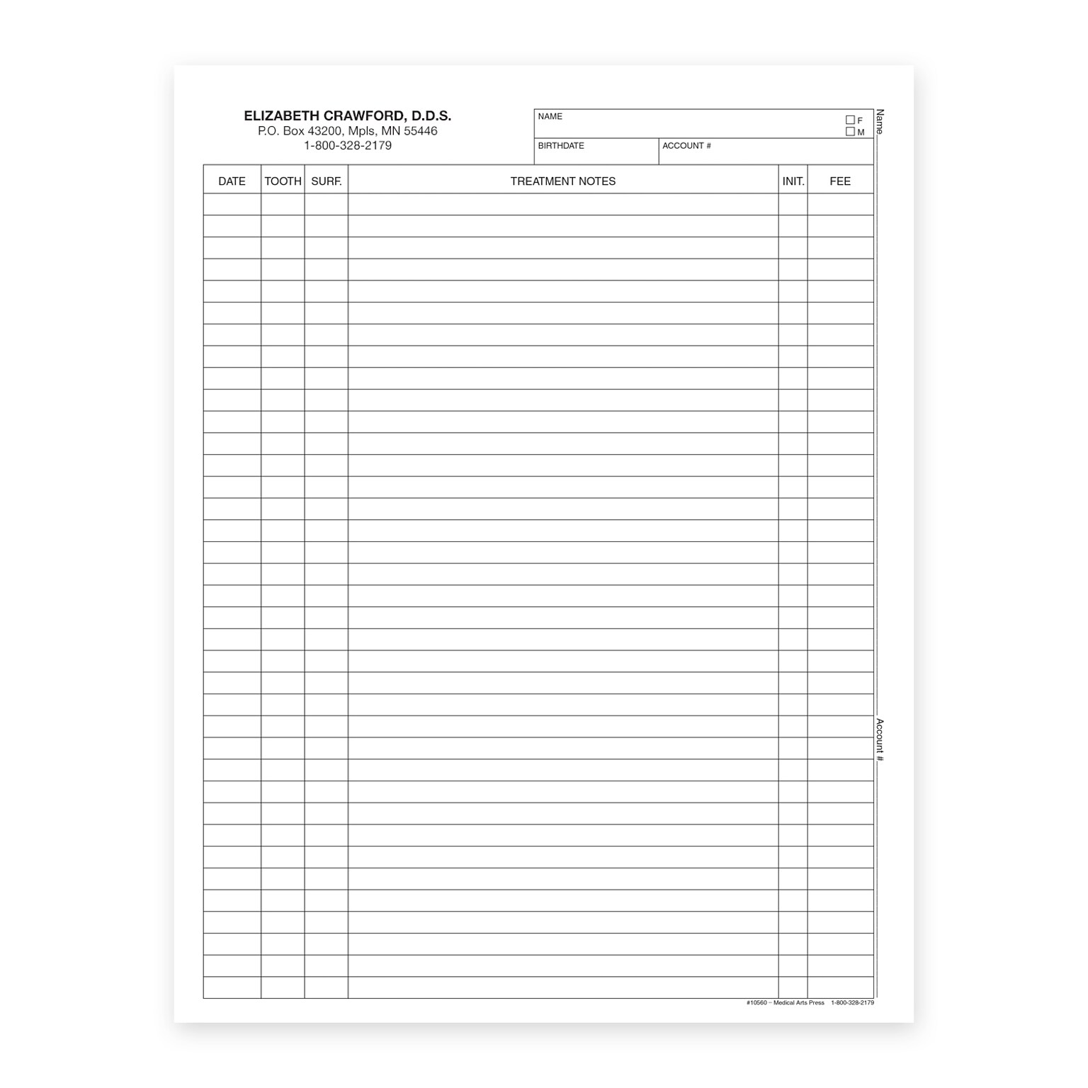 Custom Treatment Notes, 8-1/2 x 11, 250 Sheets per Pack