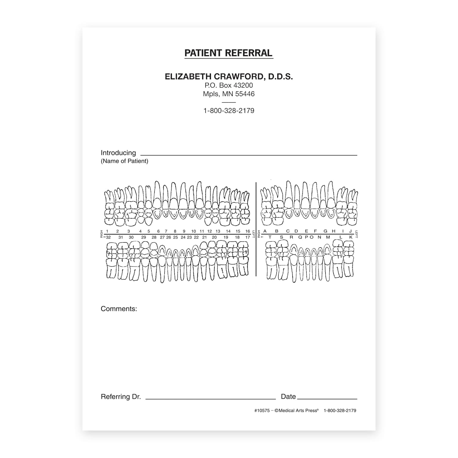 Custom Dental Referral Slips, 4 x 5-1/2, 100 Sheets per Pad