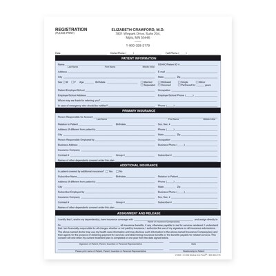 Custom Registration Forms, 8-1/2" x 11", 250 Sheets per Pack