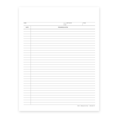 Custom 2-Sided Progress Notes, 8-1/2 x 11, 24# White Text Stock, 250 Sheets per Pack