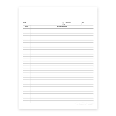 Custom 2-Sided Progress Notes, 8-1/2 x 11, 24# White Text Stock, 250 Sheets per Pack