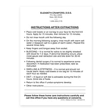 Custom Dental Extraction Instruction Slips, 4 x 5-1/2, 100 Sheets per Pad