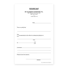 Custom Appointment Excuse Slips, 5-1/2 x 8-1/2, 100 Sheets per Pad