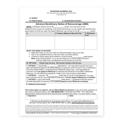 Custom Carbonless 2-Part Advance Beneficiary Forms, 8-1/2 x 11, 250 Sets per Pack