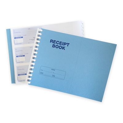 Custom Carbonless Unnumbered Blue Receipt Books, 4-3/4 x 2-3/4, 500 Receipts per Book