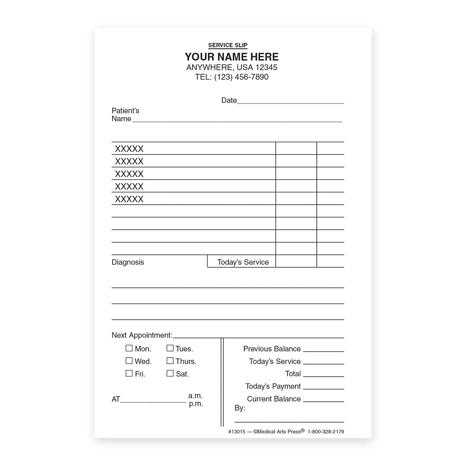 Custom Carbonless Itemized Service and Appointment Slips, 3-1/4 x 5, 100 Sheets per Pad