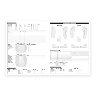 Custom Podiatric Exam and Treatment Reports, Bi-Folded to 8-1/2 x 11, 2-Sided, 250 sets per Pack
