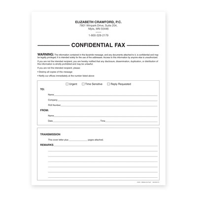 Custom Privacy Notices Fax Cover Slips, 8-1/2" x 11", 100 Sheets per Pad