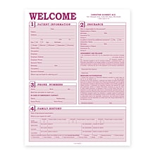 Custom Welcome Registration and History Forms, 8-1/2 x 11, 250 Sheets per Pack
