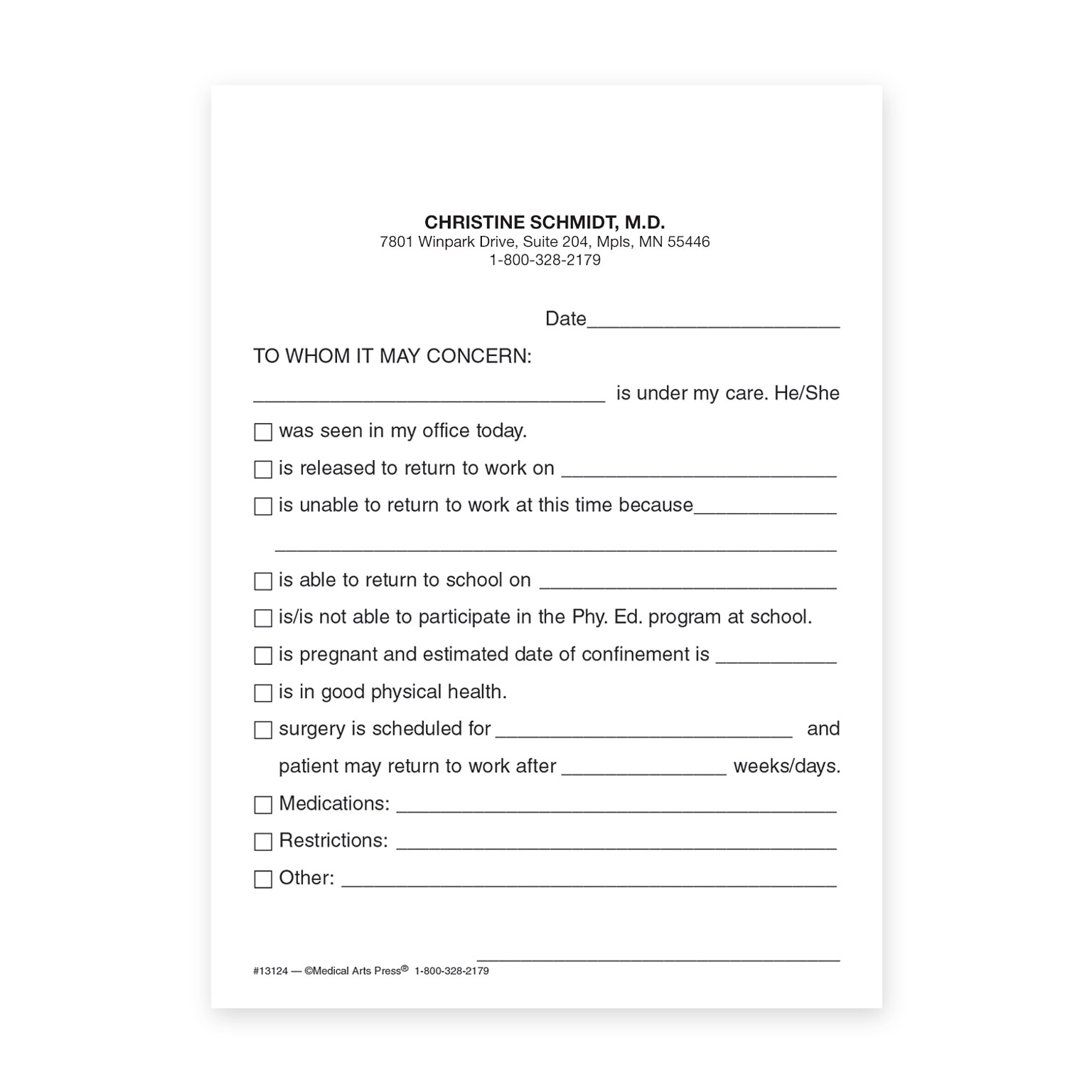 Custom Carbonless 2-Part All-Purpose Excuse Slips, 4 x 5-1/2, 50 Sets per Pad