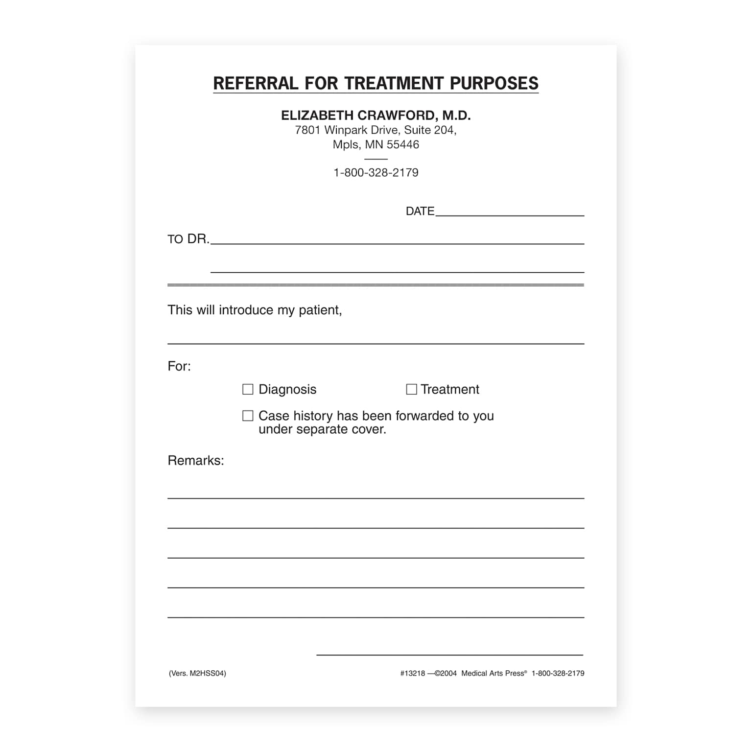 Custom Referral for Treatment Slips, 4 x 5-1/2, 100 Sheets per Pad