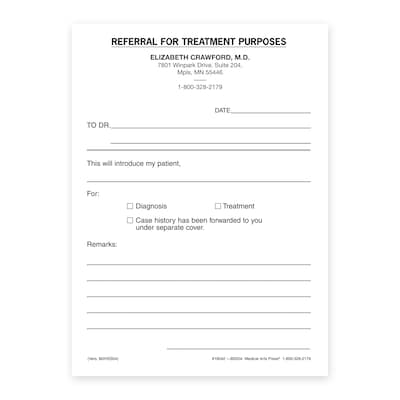 Custom Carbonless 2-Part Referral Forms, 4 x 5-1/2, 50 Sets per Pad