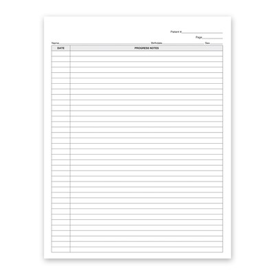 Custom Progress Notes, 8-1/2 x 11, 24# White Stock, 250 Sheets per Pack