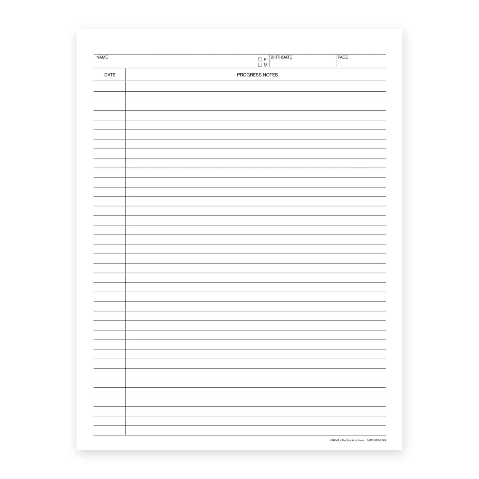 Custom Progress Notes, 8-1/2 x 11, 24# White Stock, 250 Sheets per Pack