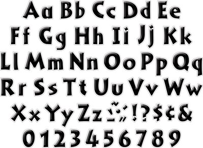 Barker Creek Black Tie Affair  2 & 4 Letters and Numbers, Black, 931/Pack (BCP3504)