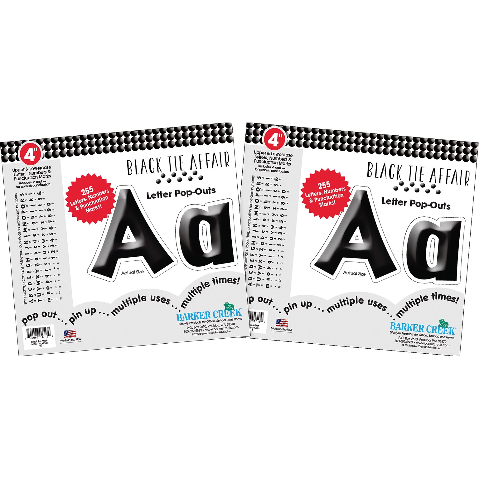 Barker Creek Black Tie Affair  4 Letters and Numbers, Black, 510/Pack (BC3637)