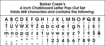 Barker Creek Chalkboard  4" Letters and Numbers, Multicolored, 468/Pack (BC3646)