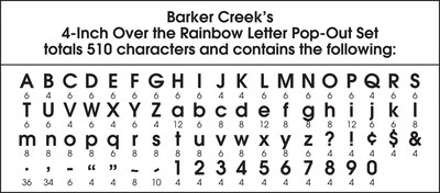 Barker Creek 4" Letter Pop-Out 2-Pack, Over the Rainbow, 510 Characters/Set (BC3636)