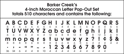 Barker Creek 4" Letter Pop-Out 2-Pack, Moroccan, 510 Characters/Set (BC3645)