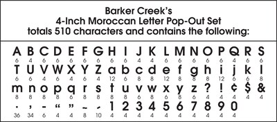 Barker Creek Moroccan  4" Letters and Numbers, Multicolored, 510/Pack (BC3645)