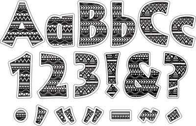 Barker Creek Bohemian  4" Letters and Numbers, Multicolored, 255/Pack (BC1736)