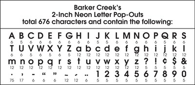 Barker Creek Neon  2" Letters and Numbers, Multicolored, 676/Pack (LL1901)