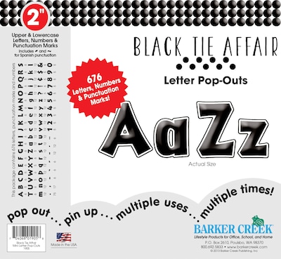 Barker Creek 2 Letter Pop-Outs,  Black Tie Affair, 676/Pk