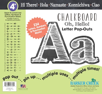 Barker Creek 4 White Chalkboard Pop-Outs & Poster Letters, 234