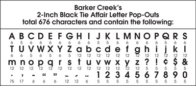 Barker Creek Black Tie Affair  2" Letters and Numbers, Black, 676/Pack (LL1905)