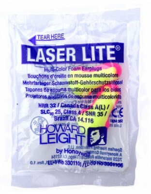 Howard Leight Laser Lite Uncorded Earplugs, Magenta/Yellow, 200/Box (LL-1)