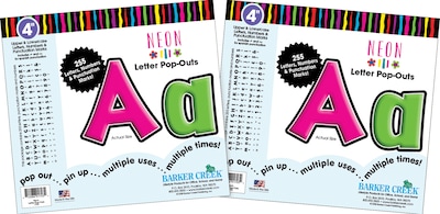 Barker Creek 4 Letter Pop-Out 2-Pack, Neon, 510 Characters/Set (BC3628)