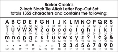 Barker Creek Black Tie Affair  2" Letters and Numbers, Black, 1352/Pack (BC3654)