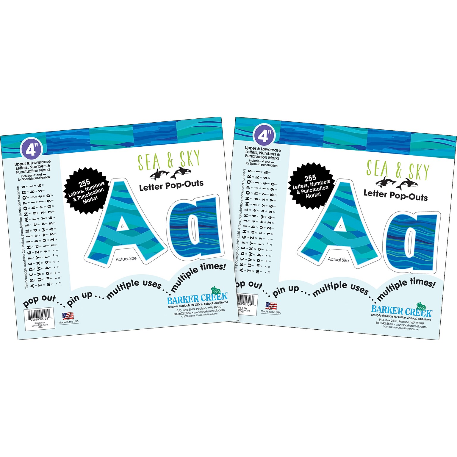 Barker Creek Sea & Sky  4 Letters and Numbers, Multicolored, 510/Pack (BC3975)