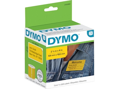 DYMO LabelWriter 2133382 Name Badge Labels, 4 x 2-1/8, Black on Yellow, 220 Labels/Roll (2133382)