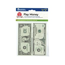 Learning Resources Play Money Smart Pack, Green, 100/Pack (LER 3670)