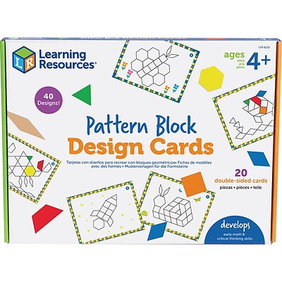 Learning Resources Pattern Block Design Cards, Assorted Colors, 20/Set (LER6133)