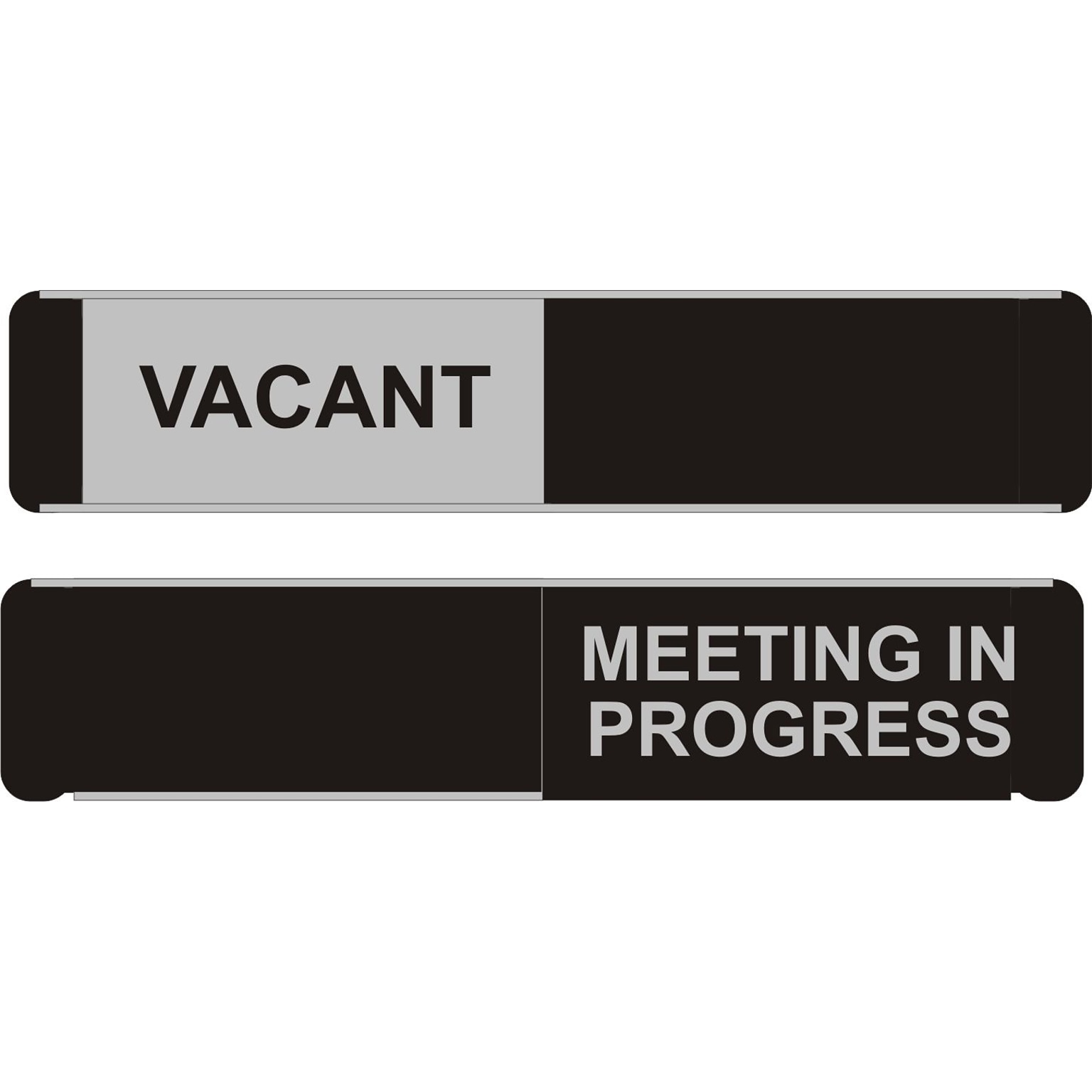 SECO Sliding Sign Meeting in Progress 10W x 2H Aluminum, Black and White (OF139-255X52)