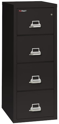 FireKing Classic 4-Drawer Vertical File Cabinet, Fire Resistant, Legal, Black, 25 (4-2125-CBL)