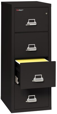 FireKing Classic 4-Drawer Vertical File Cabinet, Fire Resistant, Legal, Black, 25 (4-2125-CBL)