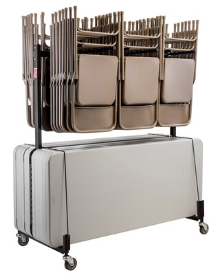 National Public Seating Double-Tiered Table/Chair Dolly, Brown (42-8)