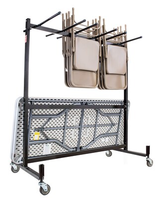 National Public Seating Double-Tiered Table/Chair Dolly, Brown (42-8)