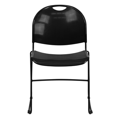 Flash Furniture HERCULES Series Plastic Ultra-Compact Stack Chair, Black (RUT188BK)