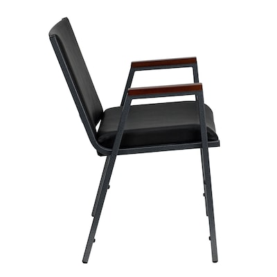 Flash Furniture HERCULES Series Vinyl Stack Chair with Arms, Black (XU60154BKVYL)