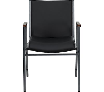 Flash Furniture HERCULES Series Vinyl Stack Chair with Arms, Black (XU60154BKVYL)