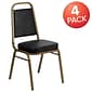 Flash Furniture HERCULES Series Vinyl Banquet Stacking Chair, Black/Gold Frame, 4 Pack (4FDBHF1AGBK)