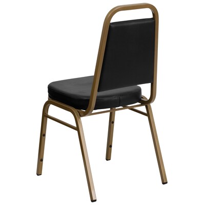 Flash Furniture HERCULES Trapezoidal Back Banquet Chairs W/Black Vinyl & Gold Frame, 4/Pack