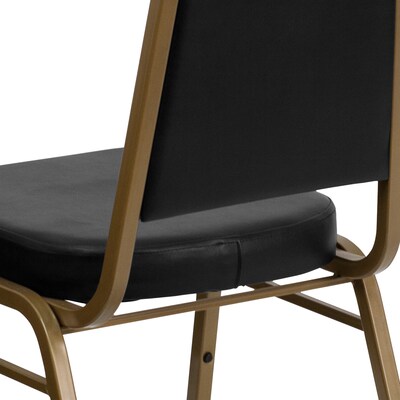 Flash Furniture HERCULES Trapezoidal Back Banquet Chairs W/Black Vinyl & Gold Frame, 4/Pack