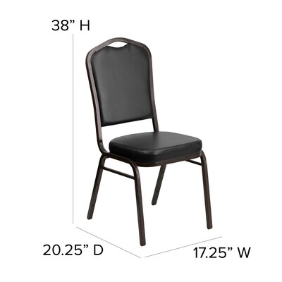 Flash Furniture HERCULES Series Vinyl Banquet Stacking Chair, Black/Gold Vein Frame, 4 Pack (4FDC01GVBKVY)
